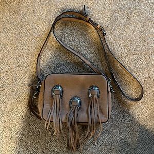 Rebecca Minkoff chestnut suede western crossbody bag
